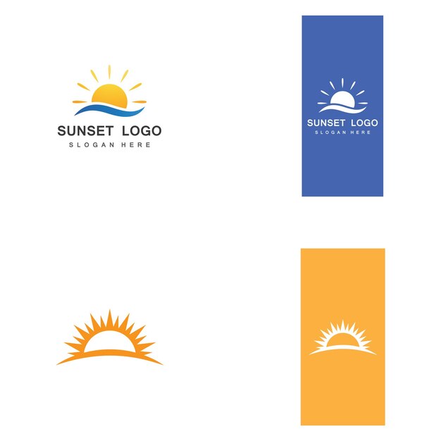 Sunset beach logo symbol vector illustration design template
