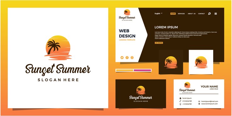 Vector sunset summer logo