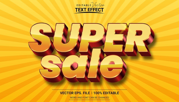 Super sale editable vector text effect on retro background