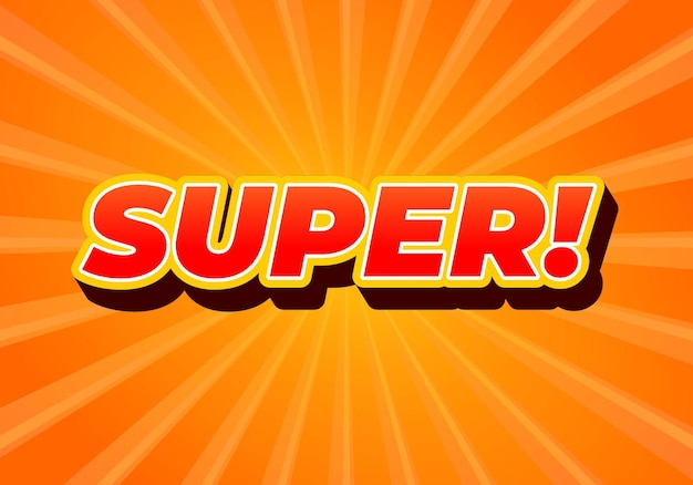 Super Text effect in colorful style with 3D look