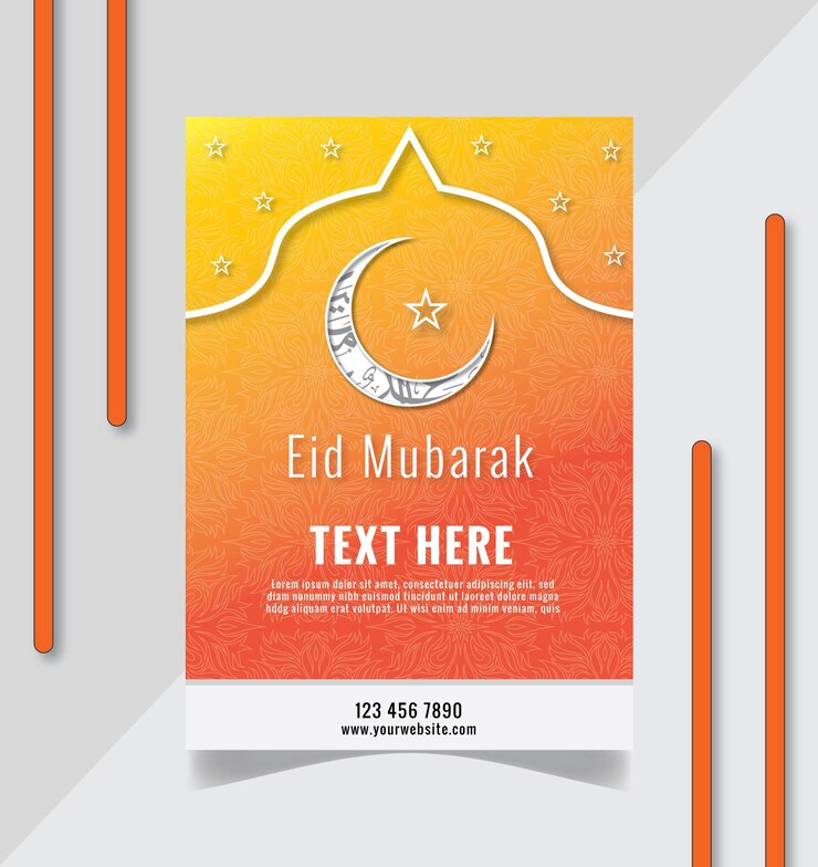 Surat Idulfitri Mubarak Melewati Desain templat selebaran sederhana Ucapan Idulfitri Islami Baru
