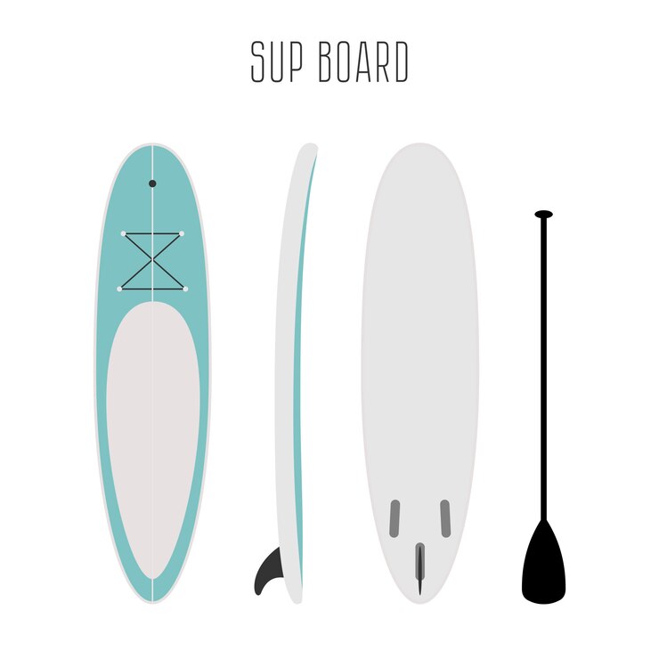 Vector surfboard with three sides illustration