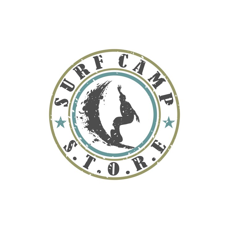 Vector surfing company label logo made in modern vintage design tshirt print surfboards emblem vector illustration