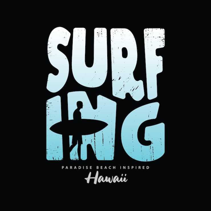 Vector surfing hawaii illustration typography. perfect for t shirt design