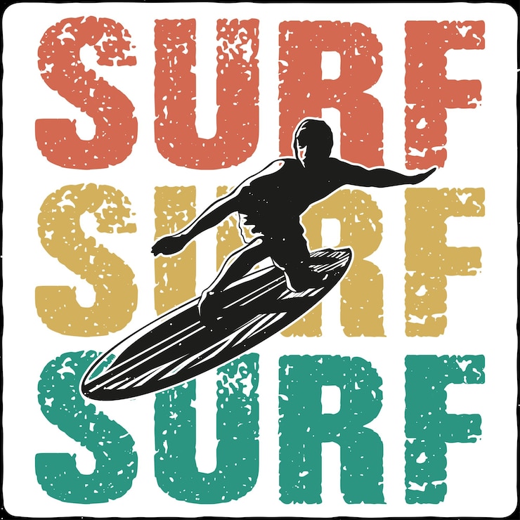 Vector surfing tshirt design summer design summer surfing beach design vector art water sports