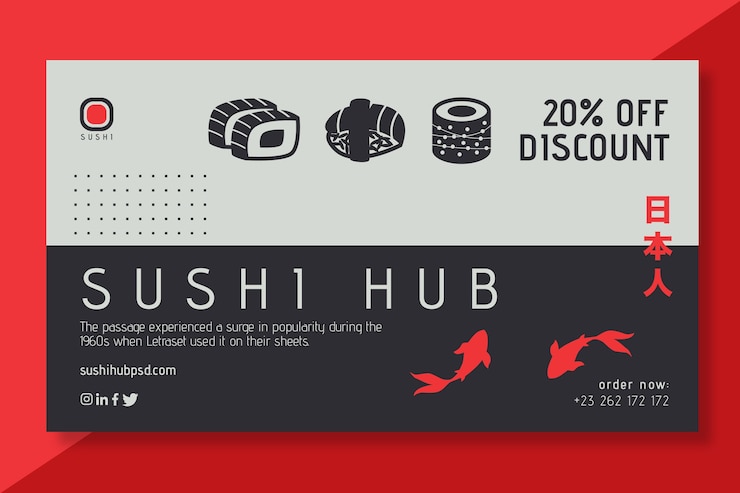 Vector sushi hub banners template
