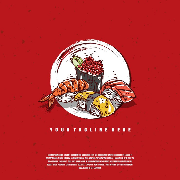 Vector sushi illustration logo premium 
