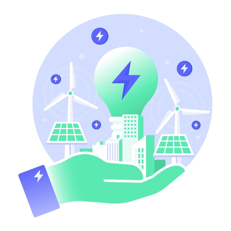 Vector sustainable energy concept illustration