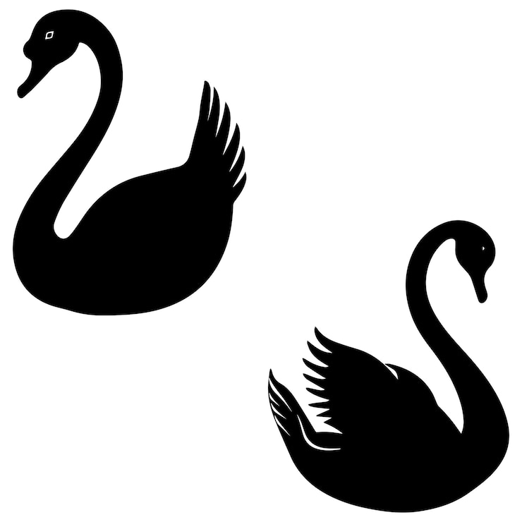 Vector swan sitting silhouette vector