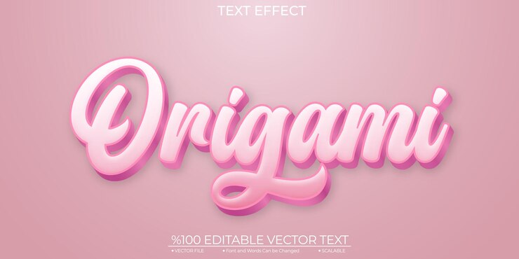 Sweet Pink Japan Origami Editable and Scalable Template Vector Text Effect
