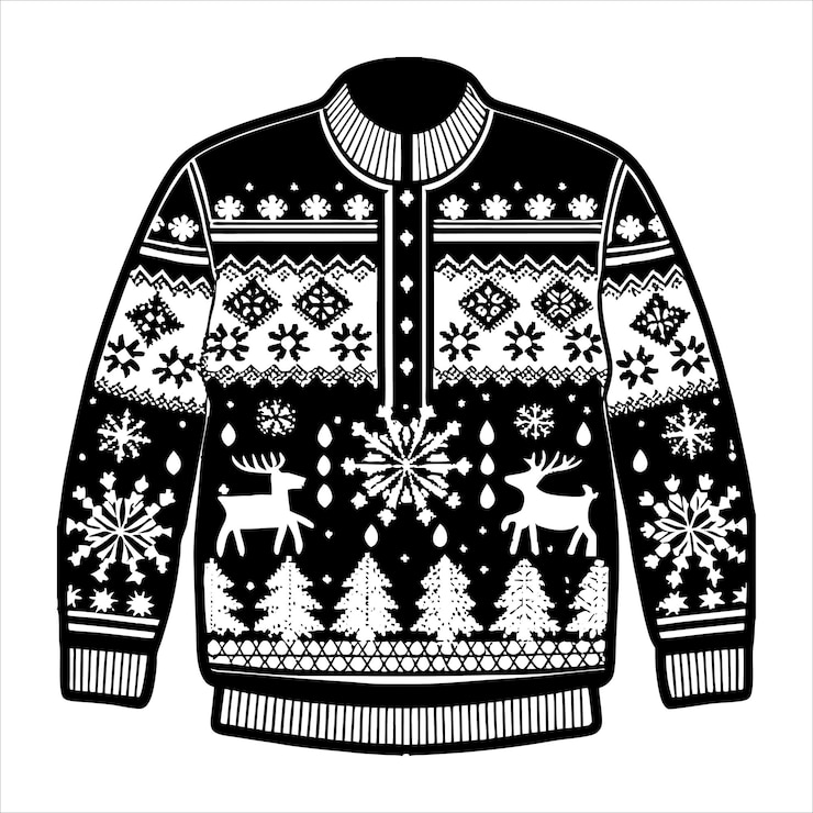 Vector sweter natal jelek jumper rajutan dengan vektor pola musim dingin