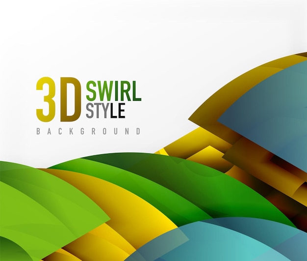 Swirl and wave 3d effect objects abstract template vector design Overlapping waves on white background