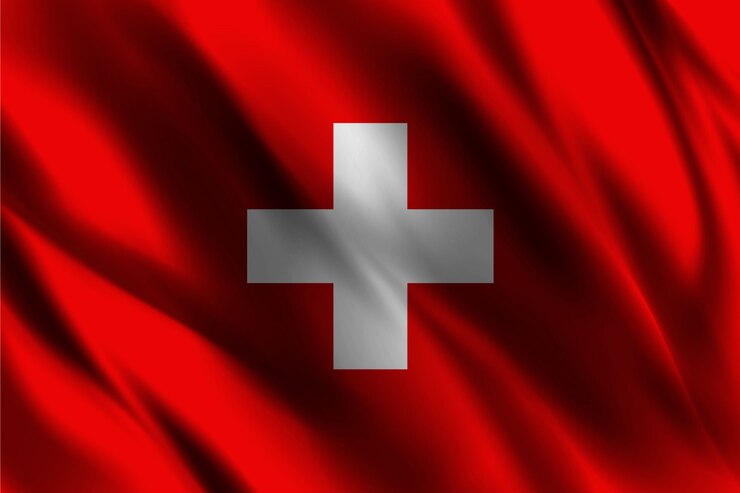 Vector switzerland flag floating silk background