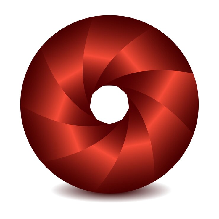 Symbol 3D abstract lens design and red