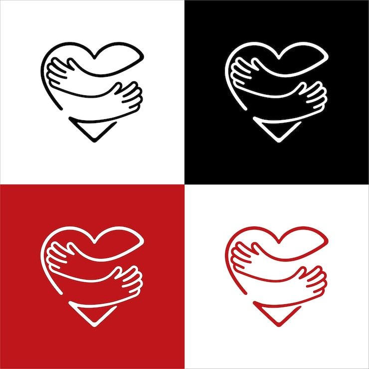 Symbol of Caring Heart and Concept of Hug Minimalist Heart Illustration