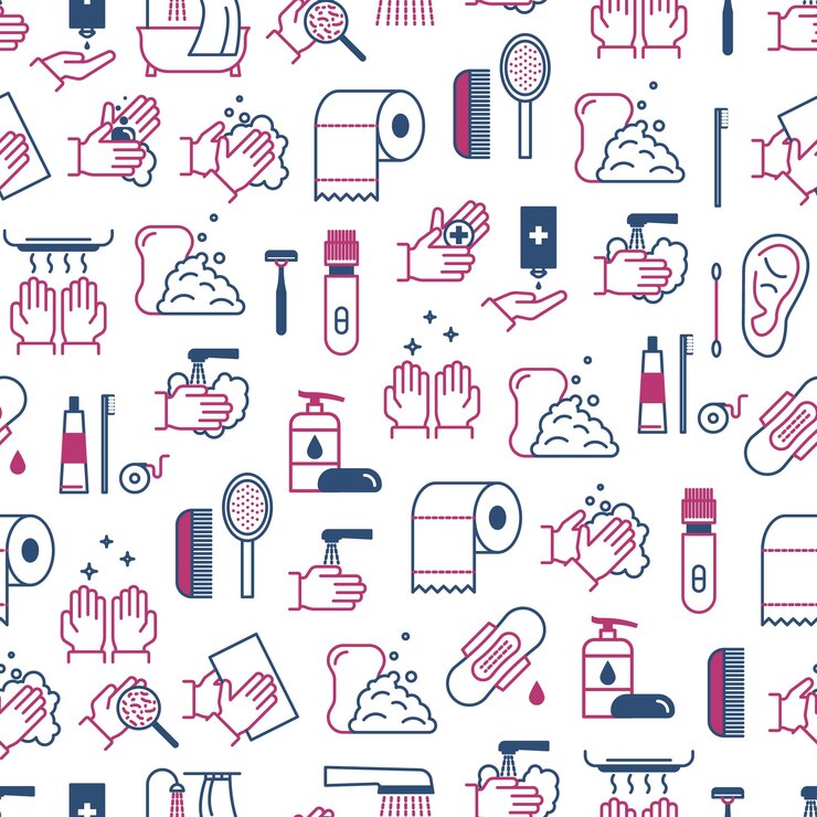 Vector symbol of higiene seamless pattern background vector