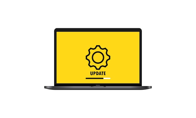 system software update and upgrade concept. loading process in laptop screen. notebook. vector on isolated white background. eps 10.