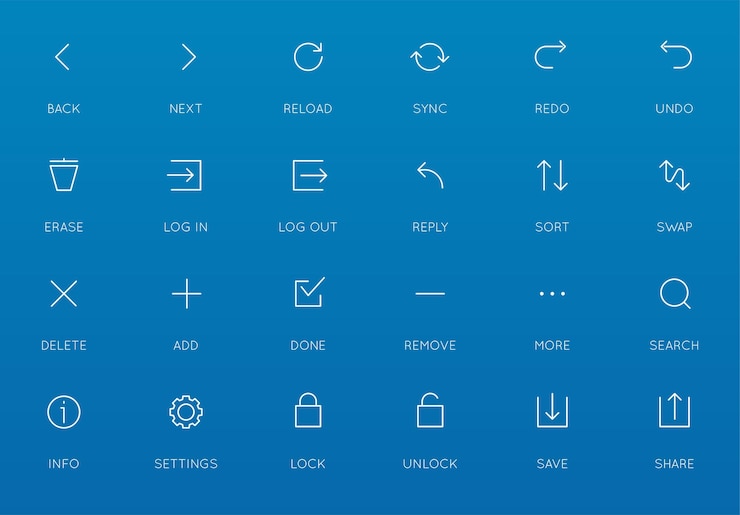 Vector system user interface ui vector icon set high quality minimal lined icons for all purposes