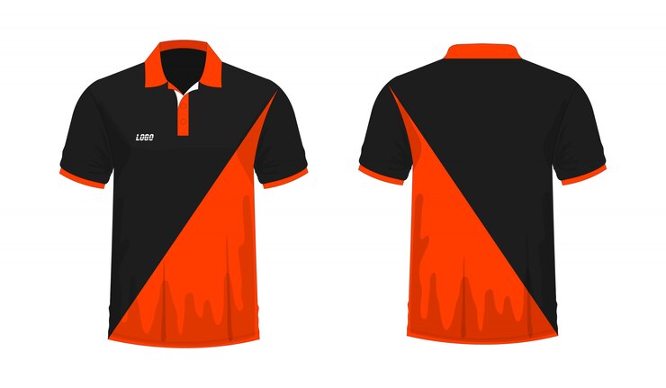 T-shirt Polo orange and black t illustration 