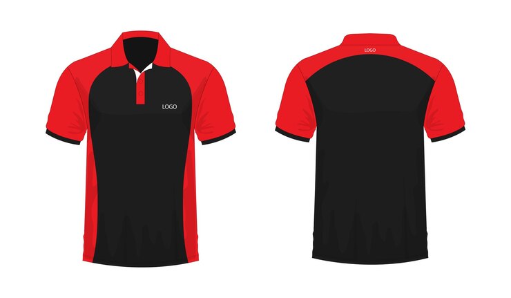 T-shirt Polo red and black template for design on white background. Vector illustration eps 10.