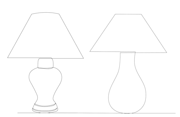 table lamp one continuous line drawing isolated vector