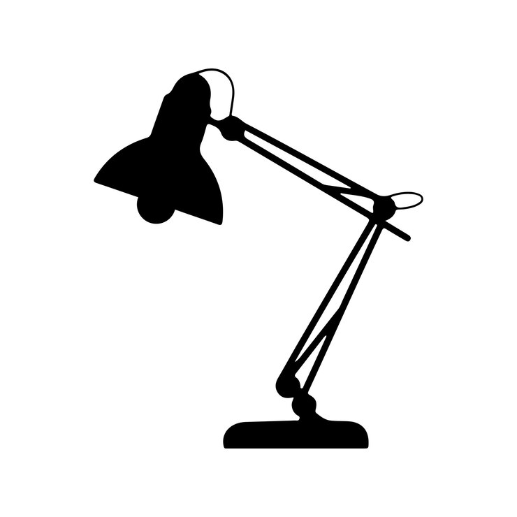 Vector table lamp silhouette illustration on white background