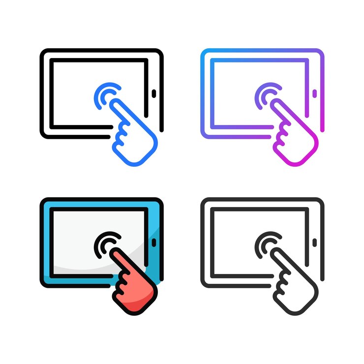 Vector tablet icon design in four variation color
