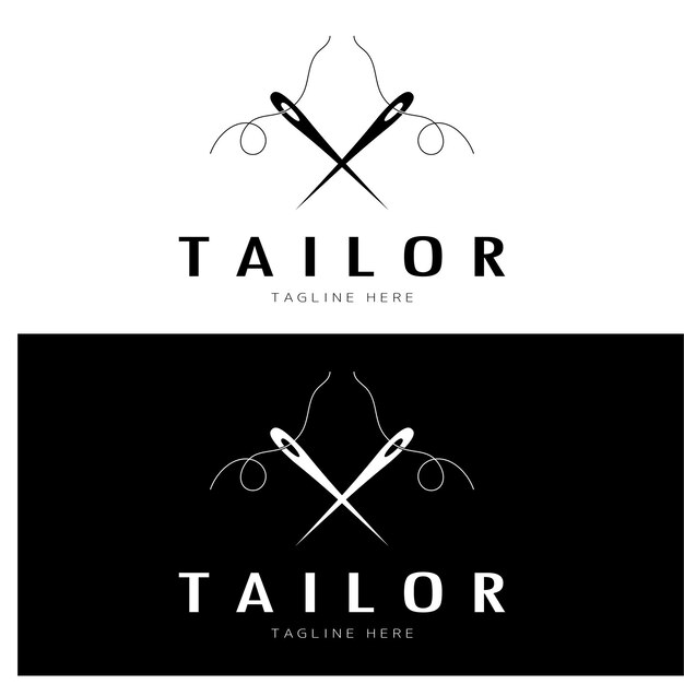 Tailor logo icon illustration template combination of buttons for clothes thread and sewing machine for clothing product design convection companies fashion in vector form