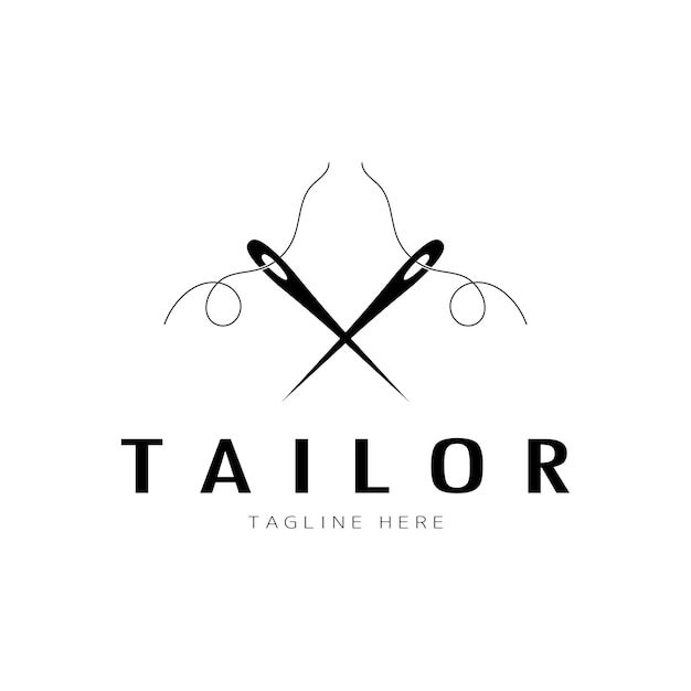 Tailor logo icon illustration template combination of buttons for clothes thread and sewing machine for clothing product design convection companies fashion in vector form