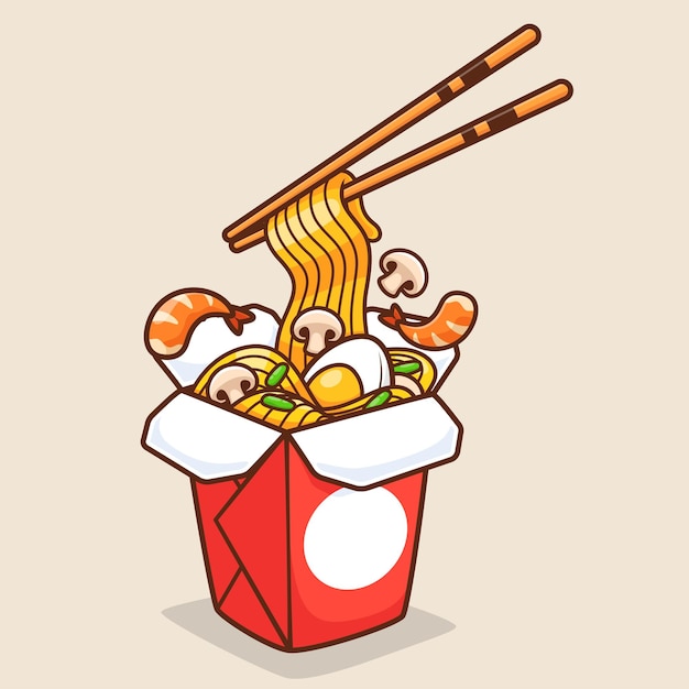 take away noodle vector illustration