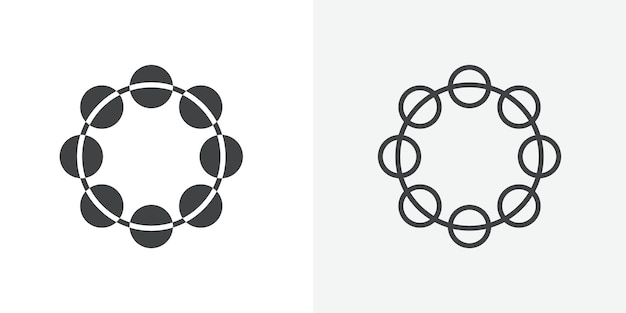 Tamburine icon flat and simple set design