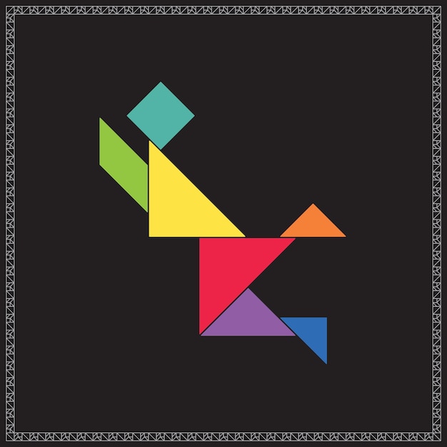 Tangram Puzzle Goal keeper Vector Colorful Geometric Illustration