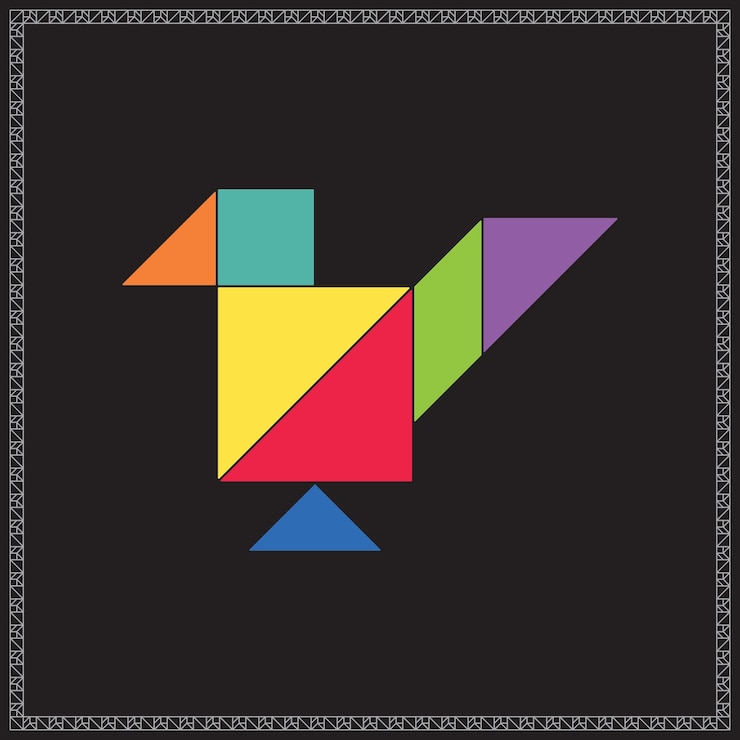 Vector tangram puzzle sparrow vector colorful geometric illustration