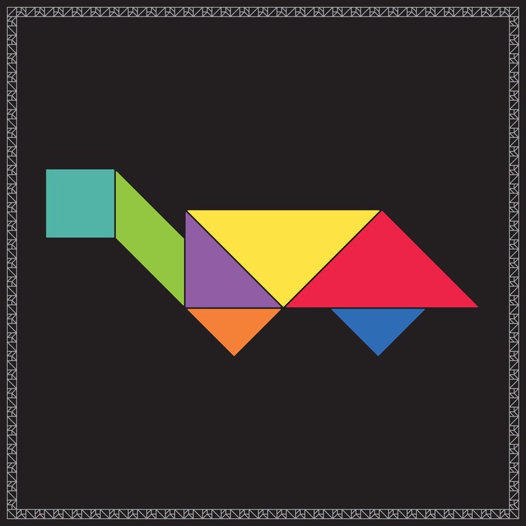 Vector tangram puzzle turtle vector colorful geometric illustration