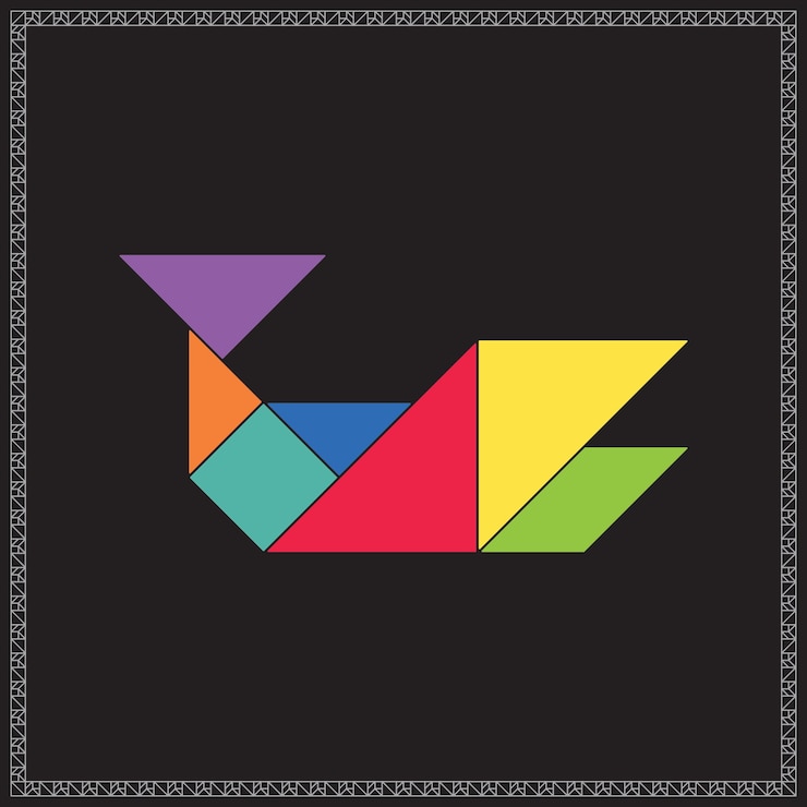 Vector tangram puzzle whale vector colorful geometric illustration