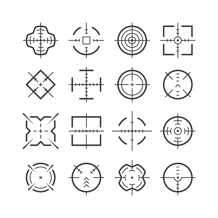 Vector target aim sniper shoot destination focus sight center accuracy war gun cursor purpose bullseye