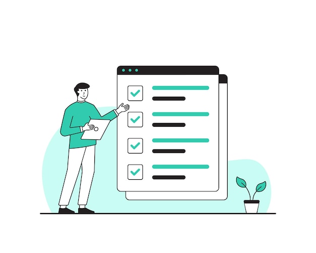 tasks management and work organization flat illustration