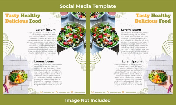 Vector tasty healthy food social media post template design