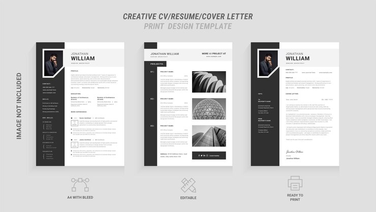 Vector tata letak portofolio resume minimal dan surat lamaran