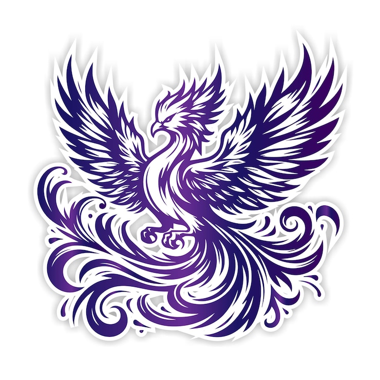 Vector tattoo type phoenix bird vector illustration