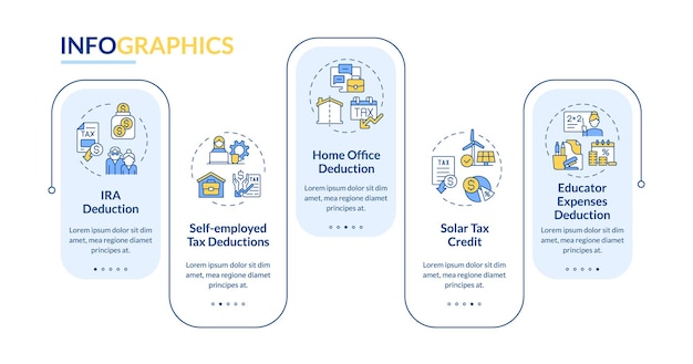 tax deductions blue infographic template app screen