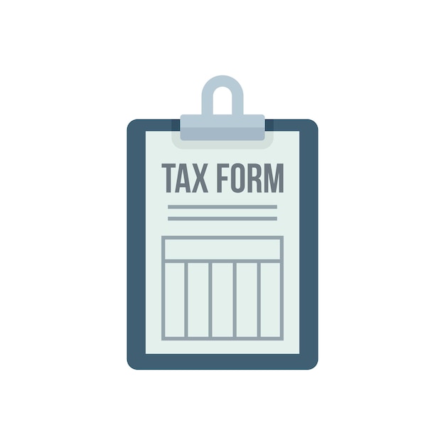 Tax form clipboard icon Flat illustration of tax form clipboard vector icon isolated on white background
