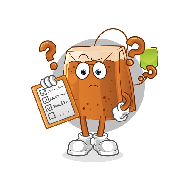 Tea bag schedule list vector cartoon character