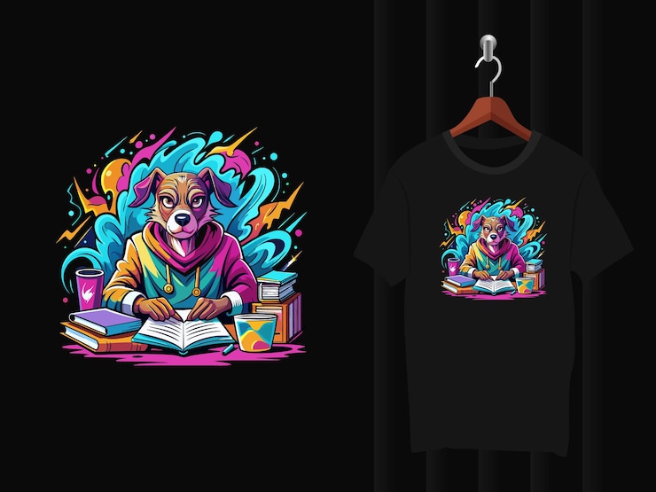 Vector teacher dog tshirt design artwork