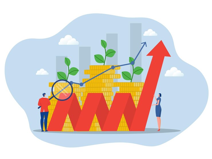 Vector team business analyst stock market investment growing finance