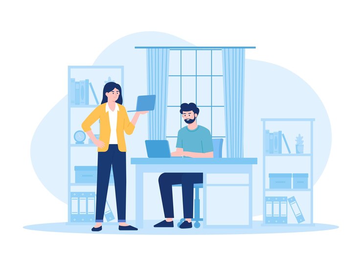 Team collaboration at work concept flat illustration