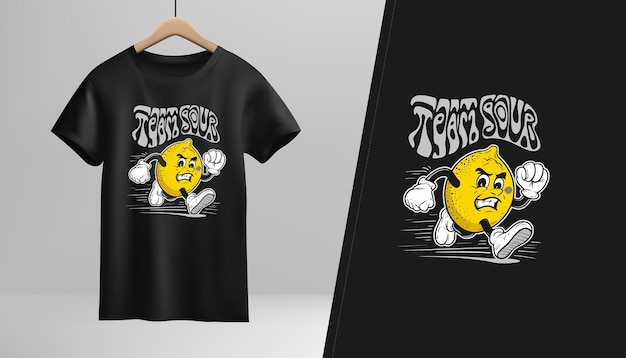 Team Sour Lemon Retro Cartoon T-Shirt Design