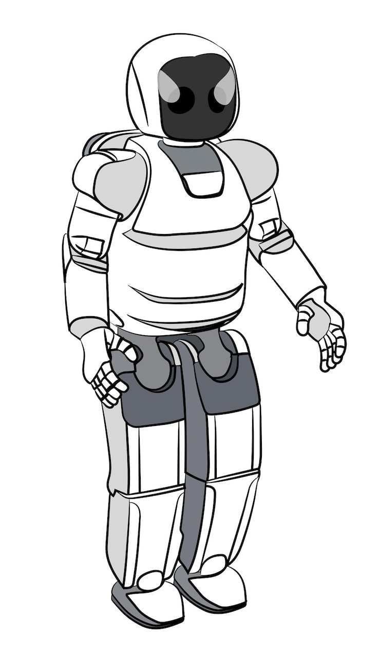 Vector technological modern white robot isolated on a white background