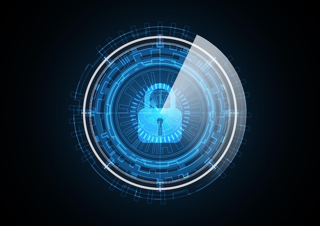 technology abstract future security lock radar circle background vector illustration