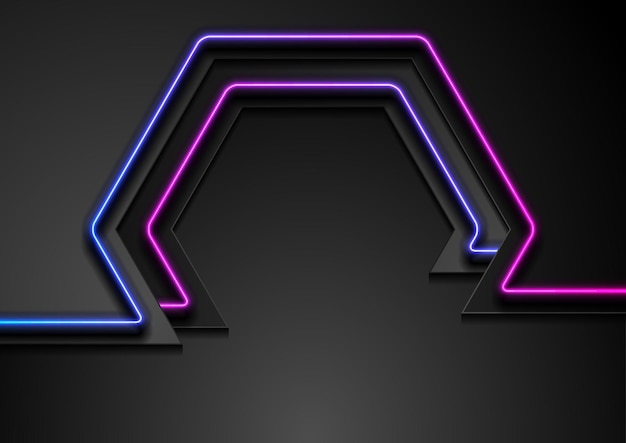 Technology abstract hexagonal background with glowing neon lines